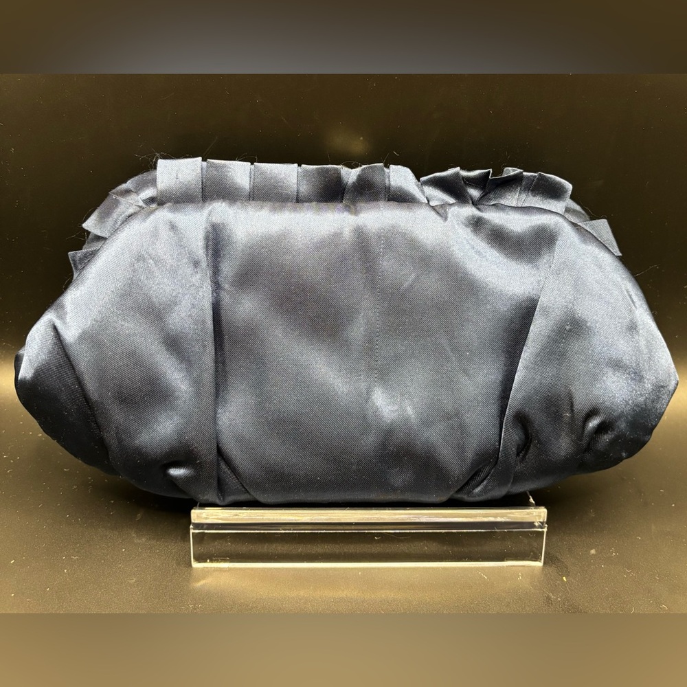 Elegant Navy Satin Clutch Wristlet